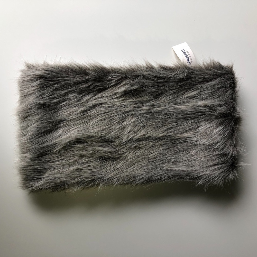 NWT Aeropostale Grey Fur Snood Infinity Scarf